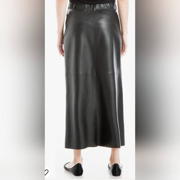 Max Studio Womens Faux Leatherette Longskirt Size M Black Great pre worn conditi - Picture 4 of 10